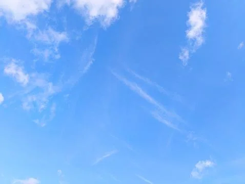 Blue Sky &amp; Wispy Clouds: Serene &amp; Peaceful Stock Photos