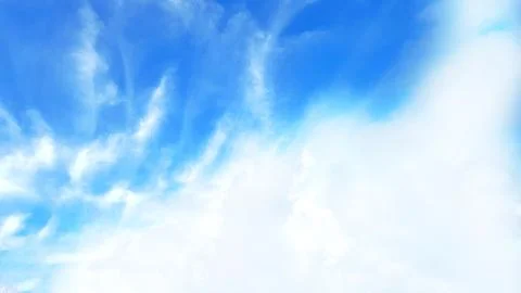 Blue Sky with Wispy White Clouds. View Landscape Background Foto stock