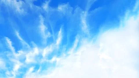 Blue Sky with Wispy White Clouds. View Landscape Background Stock-Fotos