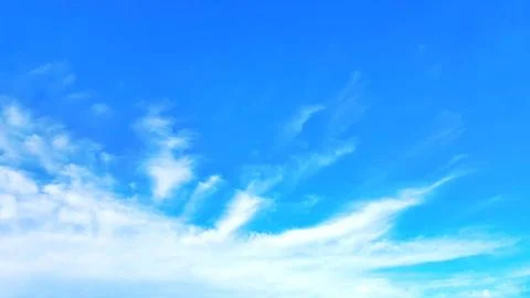 Blue Sky with Wispy White Clouds. View Landscape Background Stock Photos