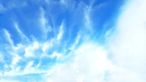 Blue Sky with Wispy White Clouds. View Landscape Background 스톡 사진