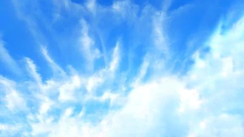 Blue Sky with Wispy White Clouds. View Landscape Background Stock Photos