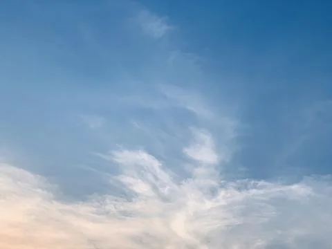 Blue Sky with Wispy White Clouds Natural Background in Jakarta Stock Photos