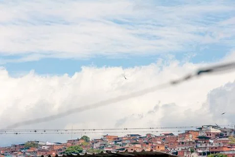 Blue sky withe clouds , bird flying Stock Photos