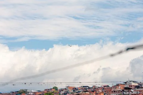 Blue sky withe clouds , bird flying Stock Photos