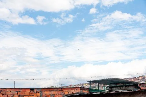 Blue sky withe clouds , bird flying Stock Photos