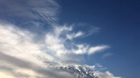 Blue sky.Clouds. Blue sky with clouds close up. Clouds running across the blue s Stock Footage 84173075