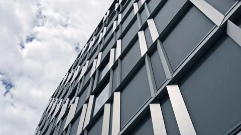 Blue skyscraper facade. office buildings. modern glass silhouettes. Stock Footage 197158739