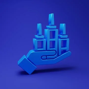 Blue Skyscraper icon isolated on blue background. Metropolis architecture p.. Stock Illustration