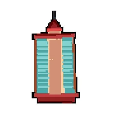 Blue skyscraper pixel art vector illustration Stock Illustration