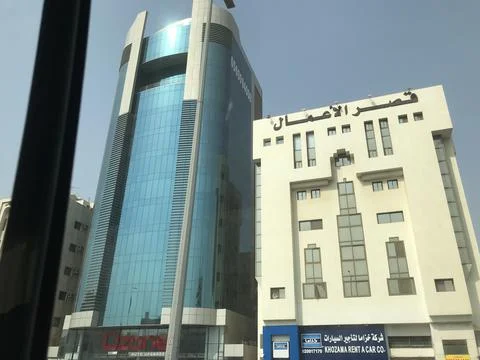 The blue skyscraper tower Stock Photos