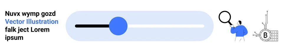 Blue Slider with Business Analysis Elements and Magnifying Glass Illustrazione stock