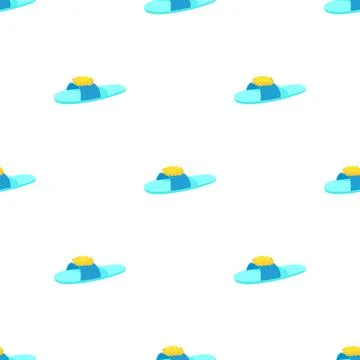 Blue slipper with yellow flower pattern seamless vector Stock Illustration