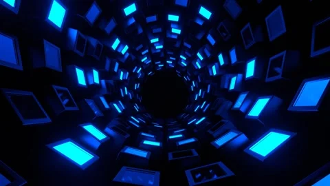 Blue Slowed Rotation Strobe Tunnel Background VJ Loop in 4K Stock Footage 276485448