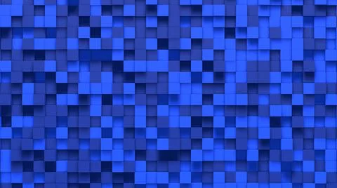 Blue small box cube random geometric background. Abstract square pixel mosaic Stock Illustration