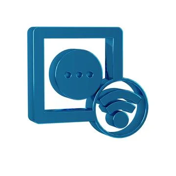 Blue Smart electrical outlet system icon isolated on transparent background.. Illustrazione stock