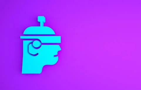 Blue Smart glasses mounted on spectacles icon isolated on purple background.  Stock Illustration