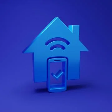 Blue Smart home - remote control system icon isolated on blue background. M.. Ilustración de archivo