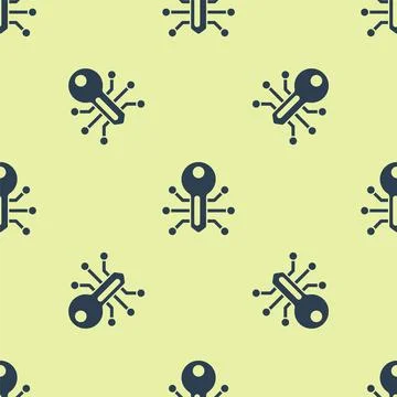 Blue Smart key icon isolated seamless pattern on yellow background. Vector Stock Illustration