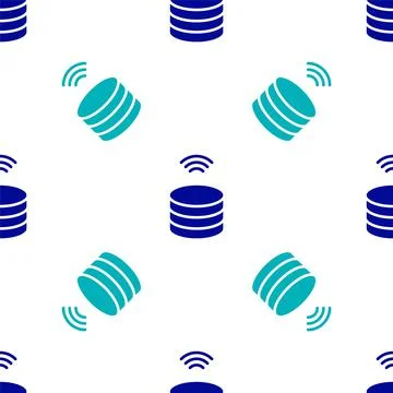 Blue Smart Server, Data, Web Hosting icon isolated seamless pattern on white Stock Illustration