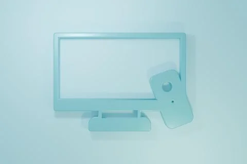 Blue Smart Tv icon isolated on blue background. Television sign. Minimalism.. Stock Illustration