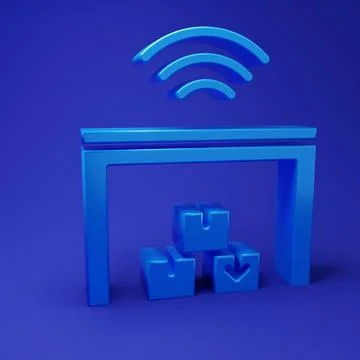 Blue Smart warehouse system icon isolated on blue background. Minimalism co.. Stock Illustration