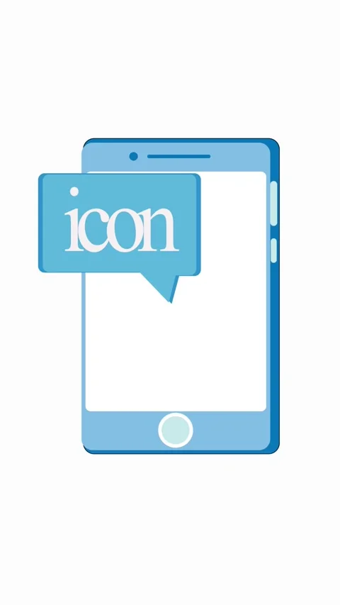 Blue smartphone and speech bubble icon illustrated in stylized vertical vid.. Stock Footage 321627622