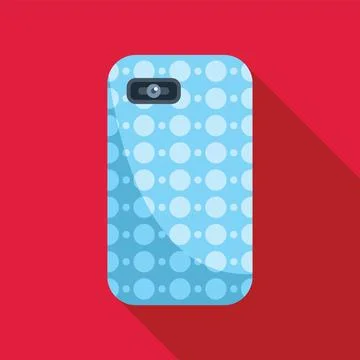 Blue smartphone case with white dots pattern lying on red background 스톡 일러스트