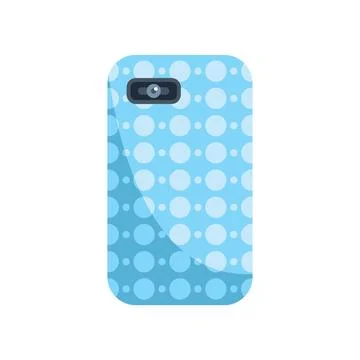 Blue smartphone case with white dots pattern showing camera lens Illustrazione stock