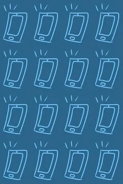 Blue Smartphone Doodle Pattern on Dark Blue Stock Illustration