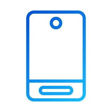 Blue smartphone icon with rounded corners outline Illustrazione stock