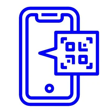 Blue Smartphone Scanning QR Code Icon Stock Illustration