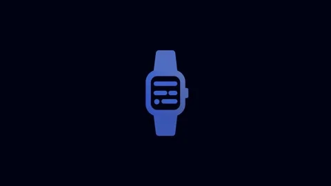 Blue Smartwatch Icon with List Display on Dark animation Background technolog Stock Footage 321855757