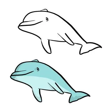 Blue smiling dolphin vector illustration sketch doodle hand drawn with black 库存插图