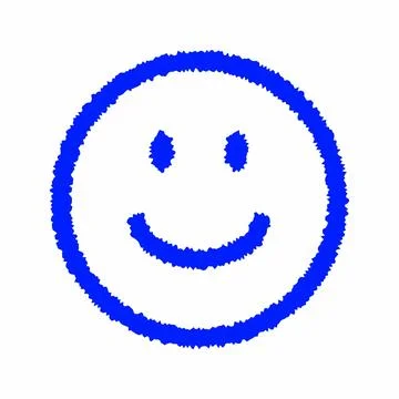 Blue smiling face with eyes vector illustration Stock Illustration