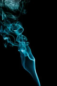 Blue smoke on black background Stock Photos