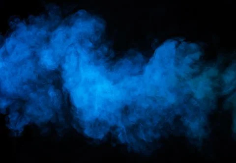 Blue smoke on black background Stock Photos