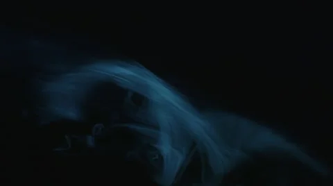Blue Smoke on Black Background, Slow Motion Stock Footage 52545702