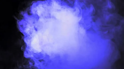 Blue smoke, on a black background, smooth, steam, in the center Stock Footage 154766226