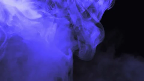 Blue smoke, on a black background, smooth, steam Stock Footage 154766229
