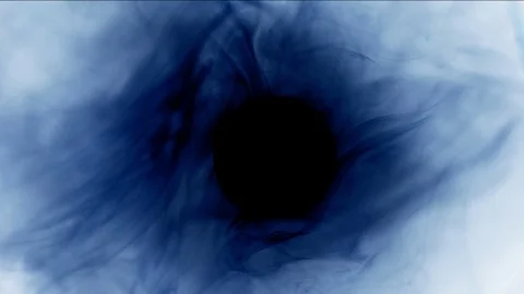 Blue smoke with black core like abstract black sun Stockbeeldmateriaal 70804873