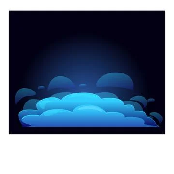 Blue smoke cloud effect glowing on dark background Illustrazione stock