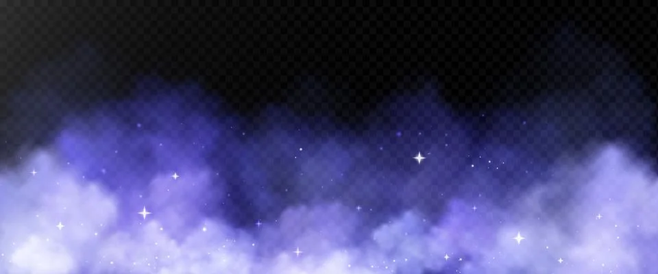 Blue smoke cloud overlay with bright sparks Stock Illustration
