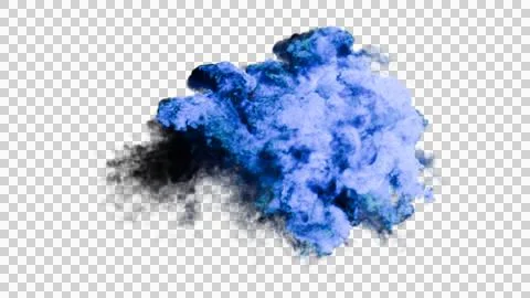 Blue smoke explosion effect, abstract cloud of colored dust or fog Stock Illustration