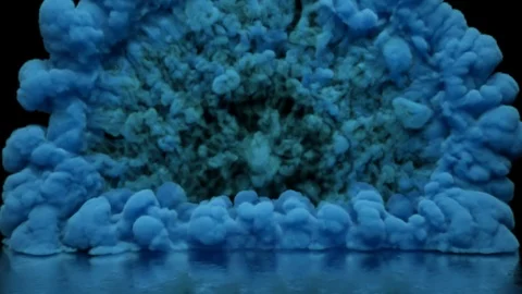 Blue smoke, filling empty space, fog, fume on black background, smoky atmosph Stock Footage 103049971