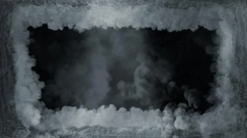 Blue smoke frame like tunnel in clouds, isolated - object 3D illustration Stock Illustration