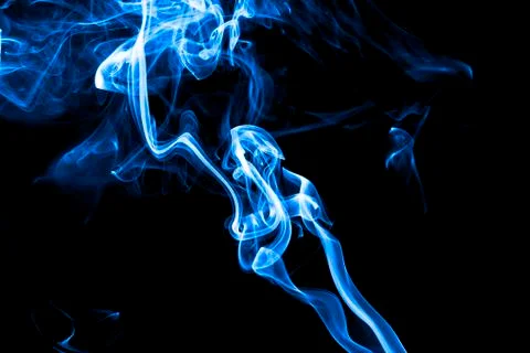 Blue smoke isolated on back background Stock Photos