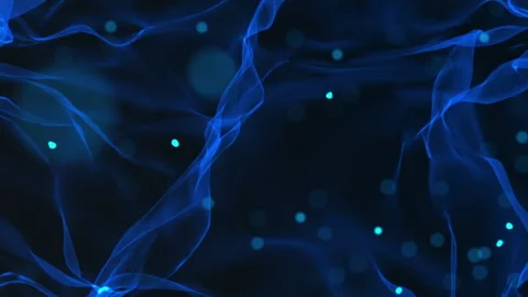 Blue smoke particles background. Magic particles, blue veil flying weightless. Видео 239407152