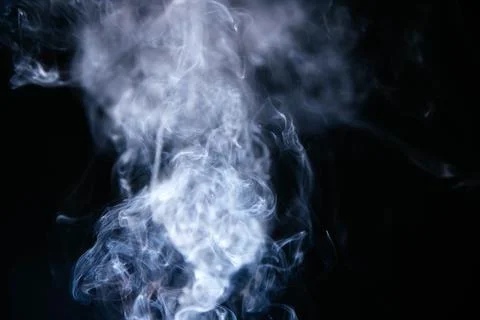 Blue smoke waves black background. High quality photo Stock Photos