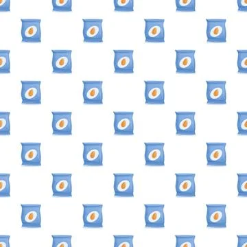 Blue snack bags repeating seamless pattern background Stock Illustration